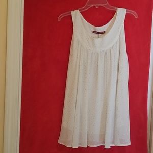 White chiffon tank top with silver